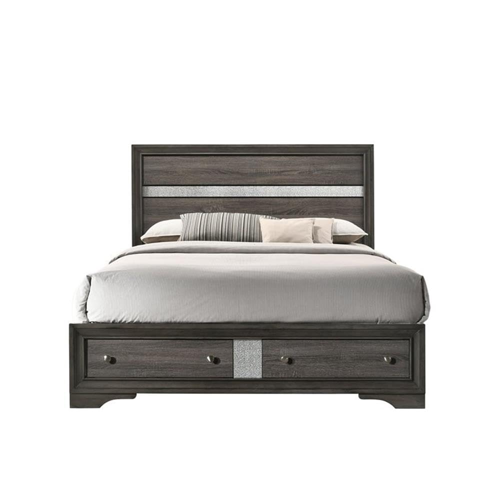 Acme Naima King Bed with Storage in Gray
