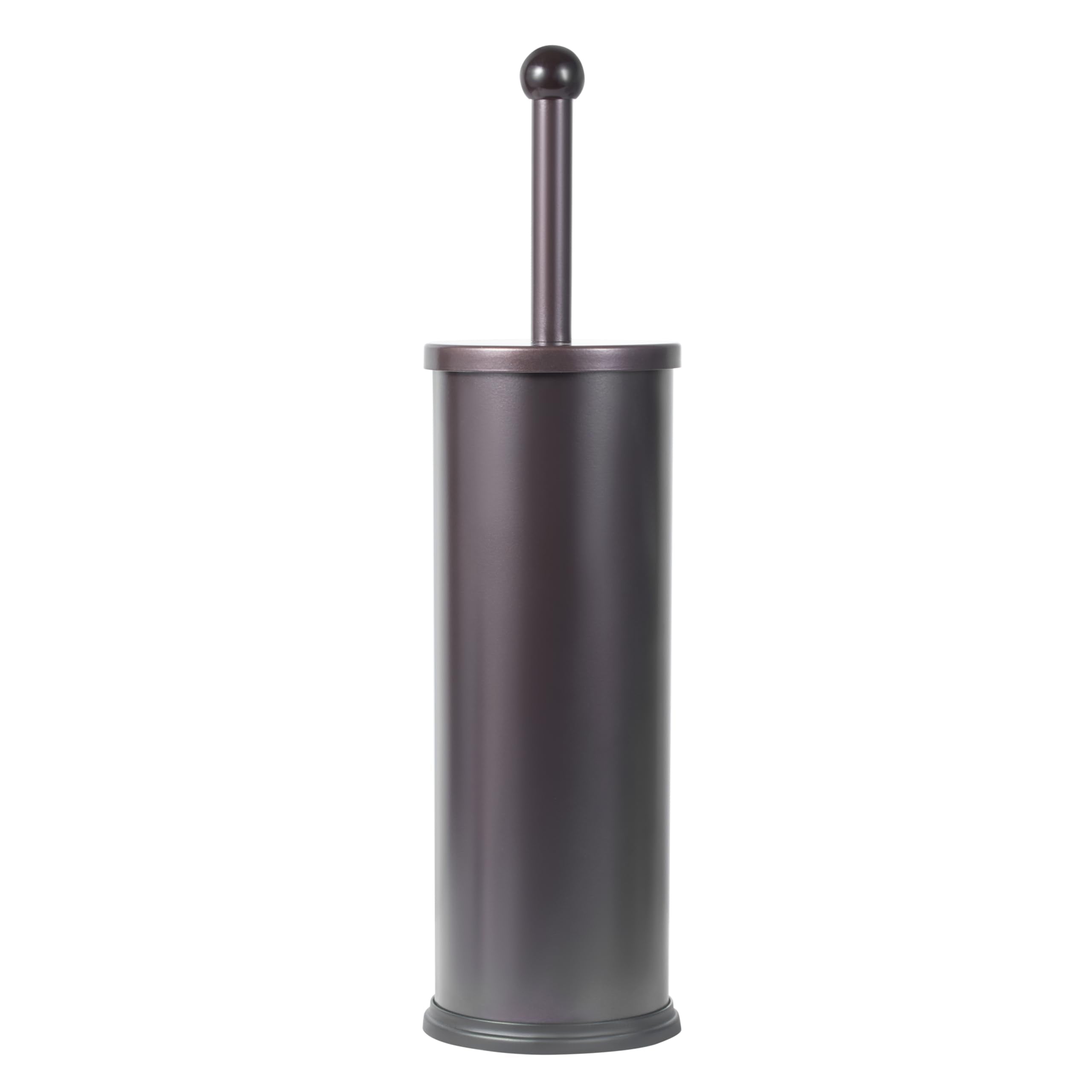 HUJI Rust Resistant Bronze Toilet Brush Holder with Lid Perfect Bathroom Bowl Cleaning Set Gift for House Warming or College Dor