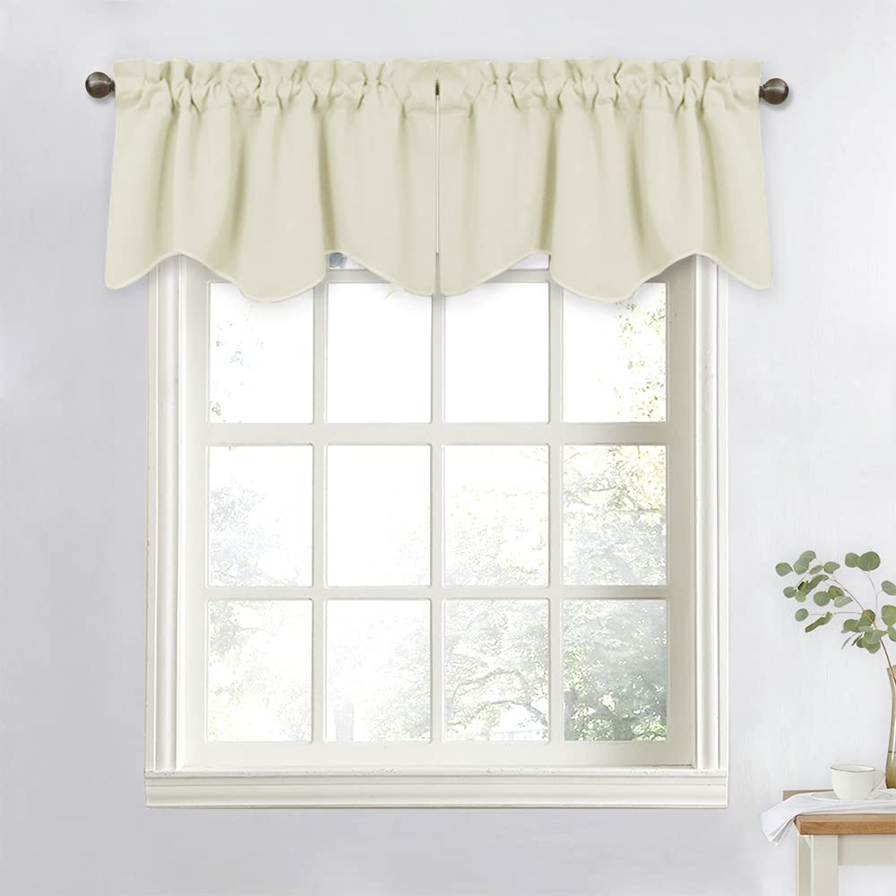 NICETOWN Curtain Valances for Kitchen - Thermal Insulated Farmhouse Window Valances Rod Pocket Small Curtain Tiers for Basement/