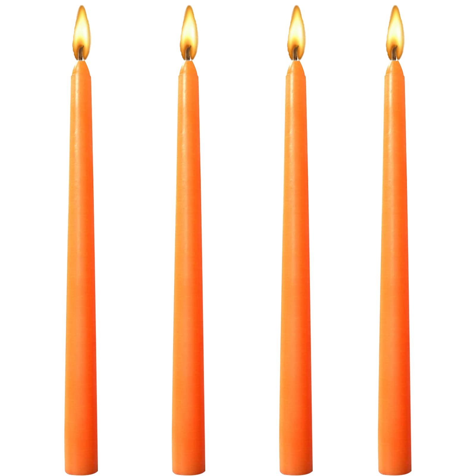 10 inch Orange Taper Candles-Set of 4 Tapered Candle -Dripless and Smokeless,Tall Candlesticks, Home Dinner, Party, Wedding, Hal