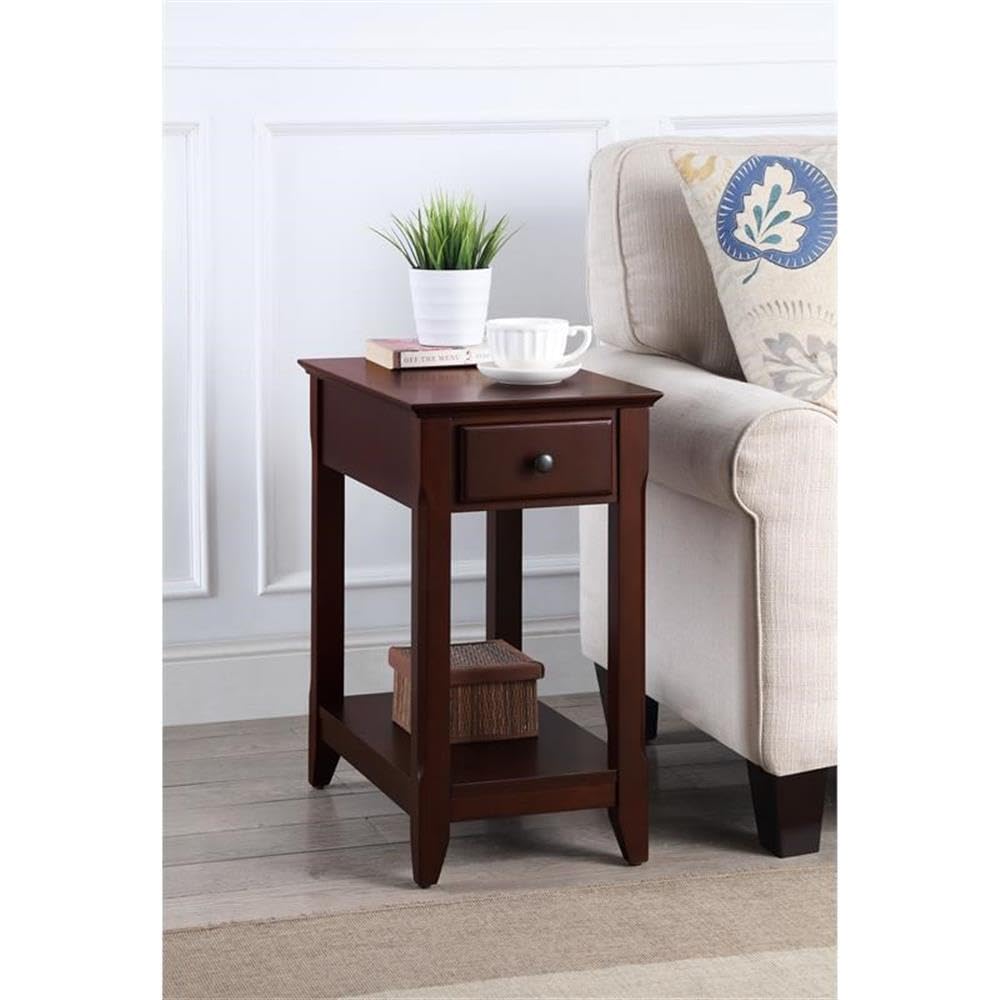 Acme Bertie Wooden Accent Table With Storage Drawer And 1 Tier Shelf In Espresso