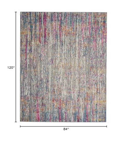 HomeRoots Ivory/Multi 100% Polypropylene 7’ x 10’ Ivory Abstract Striations Area Rug