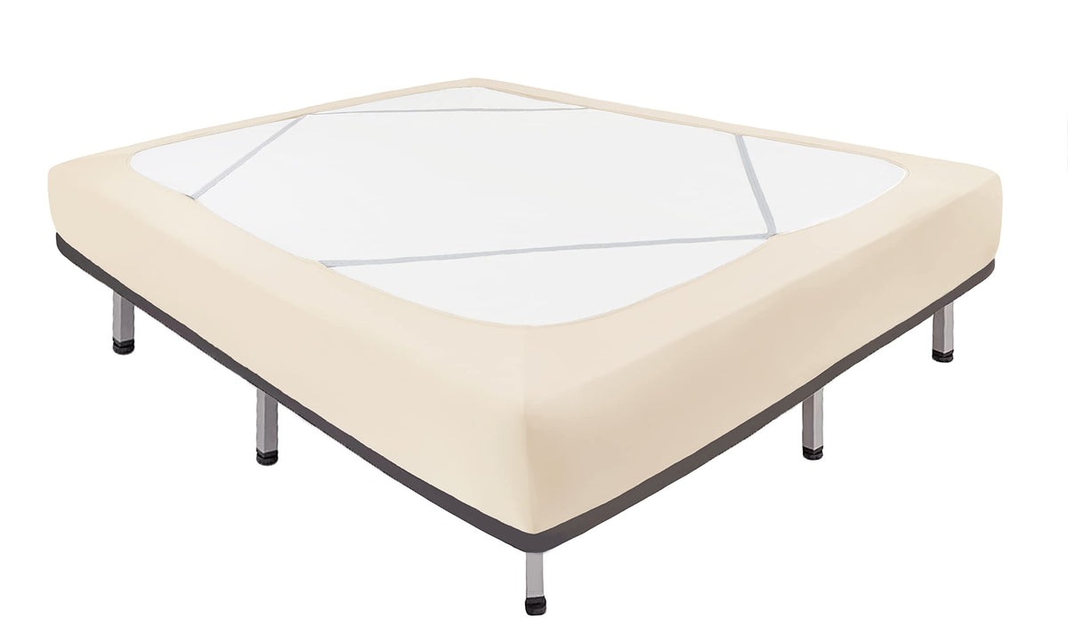 Biscaynebay Decorative Box Spring Cover King & Cal King Size, Light Camel Luxurious Jersey Knitting Stretchy Wrap Around 4 Sides