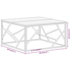 vidaXL Square Coffee Table Desk - Acacia Wood & Stainless Steel, 31.5"x31.5"x15.7", Silver Frame, Modern Design, Assembly Required
