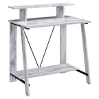 Acme Nypho Wooden 2 Shelves Writing Desk in Antique White and Black