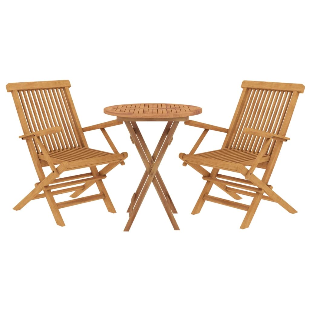vidaXL Solid Wood Teak Garden Dining Set 3 Piece Outdoor Furniture Wooden Dining Table and Chair Dinner Table Patio Terrace Dinner Chair