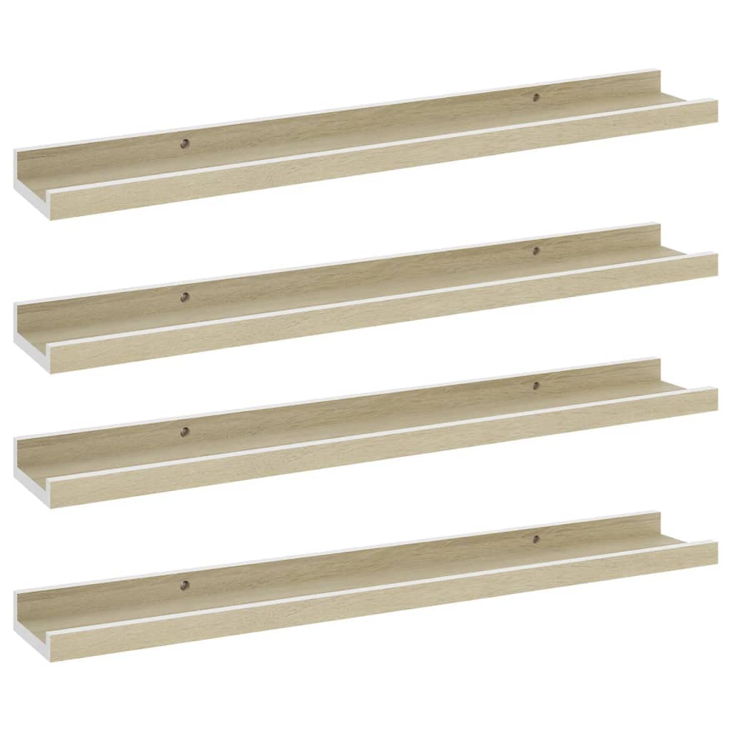vidaXL Wall Shelves 4 pcs White and Sonoma Oak 23.6x3.5x1.2