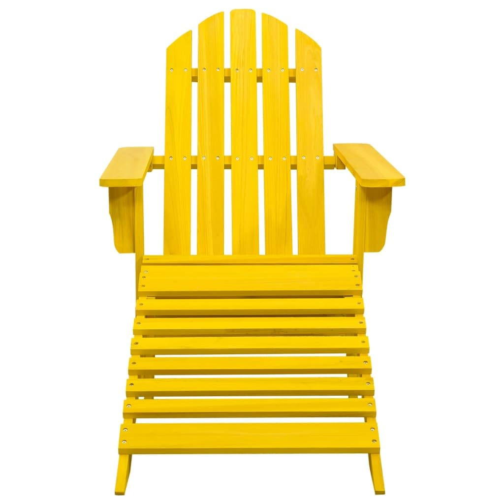 vidaXL Patio Adirondack Chair with Ottoman Solid Fir Wood Yellow
