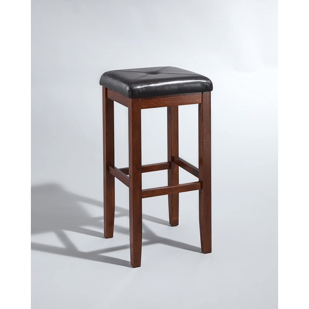 Crosley Furniture Upholstered Mahogany 29-inch Square Seat Bar Stools (Set of 2) - 14.75&quot;W x 14.75&quot;D x 29.25&quot; H - 14.75&quot;W x 14.75&quot;D x 29.25&quot; H