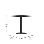 Flash Furniture Stiles 30'' Square Black Laminate Table Top with 18'' Round Table Height Base