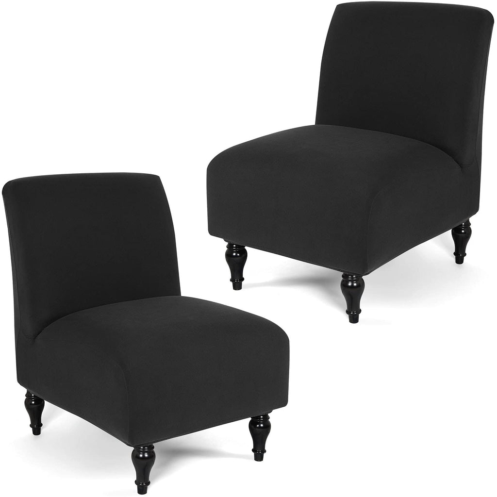 Liykimt Armless Accent Chair Cover Slipcover,Slipper Chair Stretch Spandex Removable For Armless Chair Furniture Protector Covers For Living Dining Room Hotel (Black, 2)