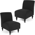 Liykimt Armless Accent Chair Cover Slipcover,Slipper Chair Stretch Spandex Removable For Armless Chair Furniture Protector Covers For Living Dining Room Hotel (Black, 2)