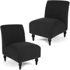 Liykimt Armless Accent Chair Cover Slipcover,Slipper Chair Stretch Spandex Removable For Armless Chair Furniture Protector Covers For Living Dining Room Hotel (Black, 2)