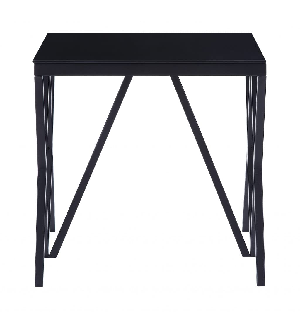 HomeRoots 21' Black Glass and Metal Square End Table