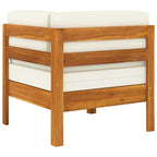 vidaXL 2-Piece Patio Lounge Set with Cream White Cushions, Solid Acacia Wood, Configurable Outdoor Seating Ensemble with Table