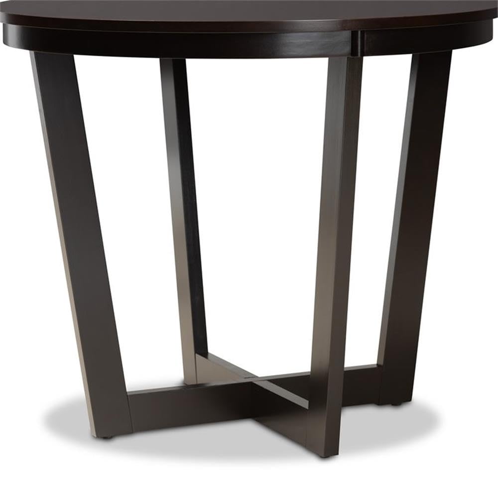 Baxton Studio Alayna Modern and Contemporary Dark Brown Finished 35-Inch-Wide Round Wood Dining Table