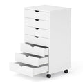 7 Drawers Mobile File Cabinet Under Desk Storage Organization with Wheels Vertical Filing Chest Rolling Wood Desk Printer Stand 