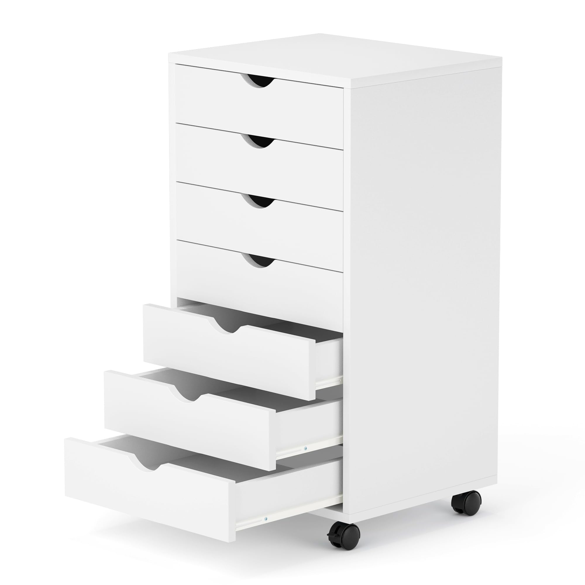 7 Drawers Mobile File Cabinet Under Desk Storage Organization with Wheels Vertical Filing Chest Rolling Wood Desk Printer Stand 