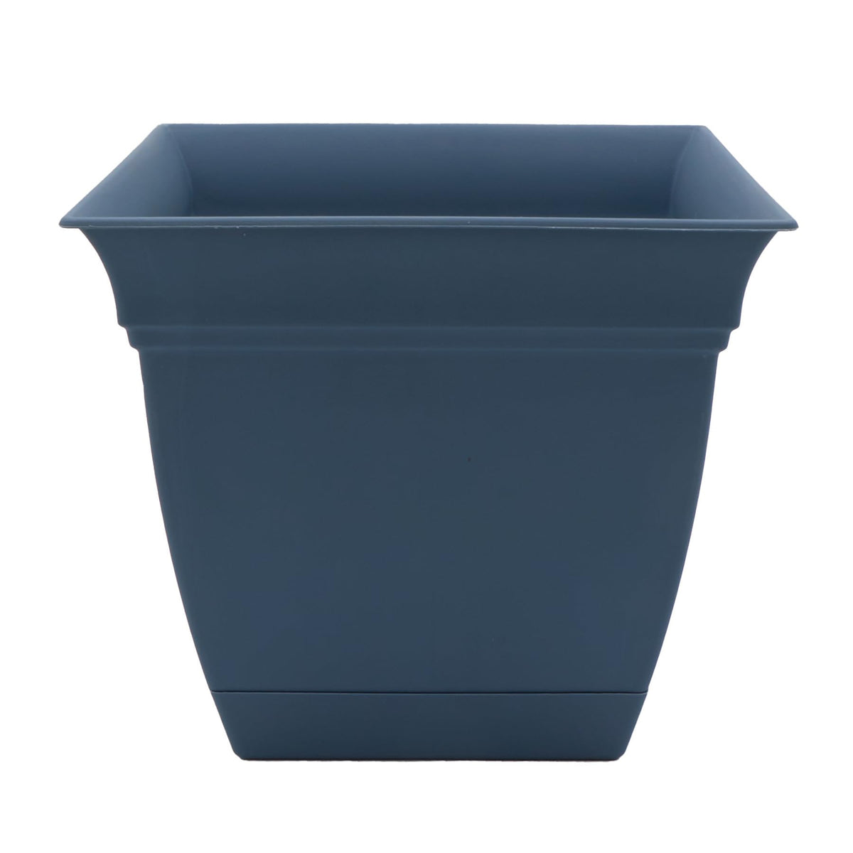The Hc Companies 12 Inch Eclipse Square Planter With Saucer - Indoor Outdoor Plant Pot For Flowers, Vegetables, And Herbs, Slate