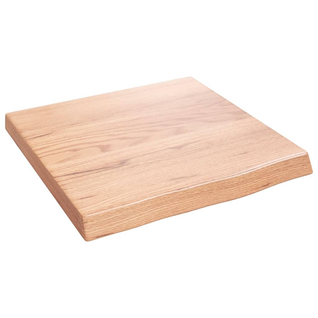 vidaXL Solid Oak Wood Bathroom Countertop - Light Brown, Varnished, Live Edge Design, Versatile Use, 15.7&quot; x 15.7&quot; x (0.8&quot;-1.6&quot;)