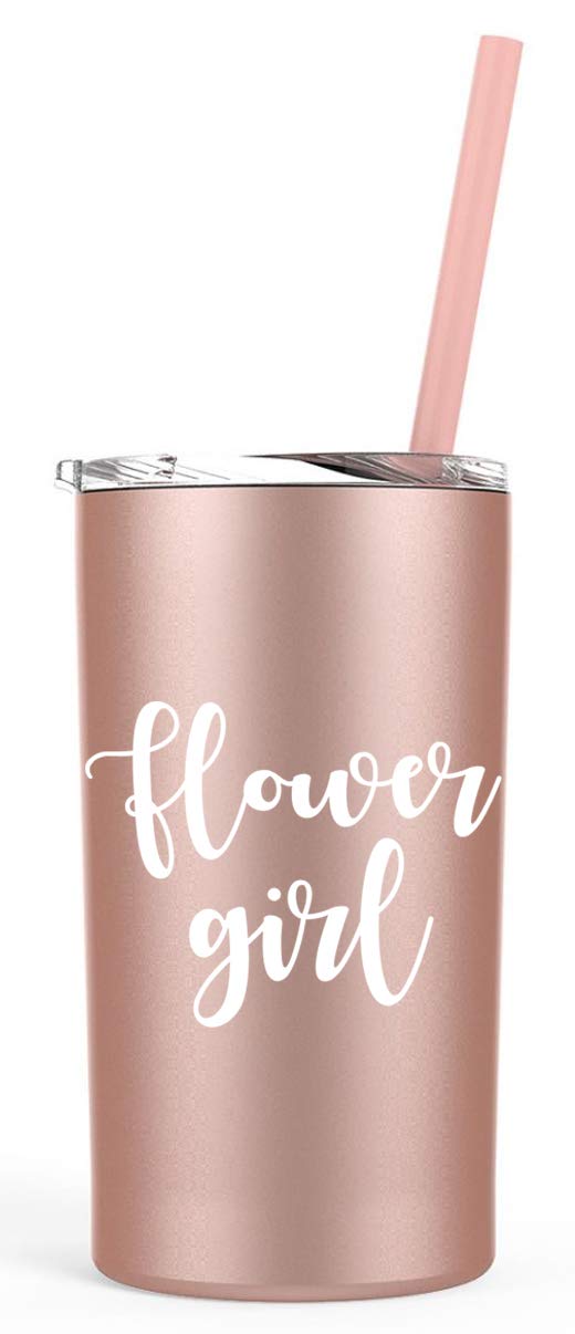 The Crafty Engineer Charming Flower Girl Tumbler with Straw - Flower Girl Proposal Gifts for Wedding Day - Double-Walled Stainle