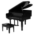 Abaodam Mini Grand Piano, 1/12 Scale Accessories Miniature Piano and Stool Set, Plastic Vintage Musical Instrument for Dollhouse