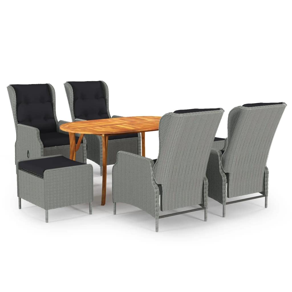 vidaXL Patio Dining Set 7 Piece Garden Outdoor Balcony Backyard Terrace Dinner Dinette Seating Table Chair Furniture Set Home Light Gray