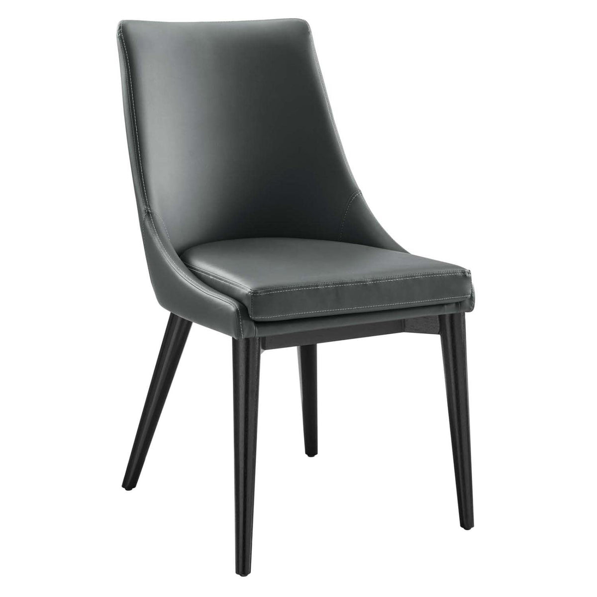 Modway Viscount Mid-Century Modern Faux Leather Upholstered, Dining Chair, Grey