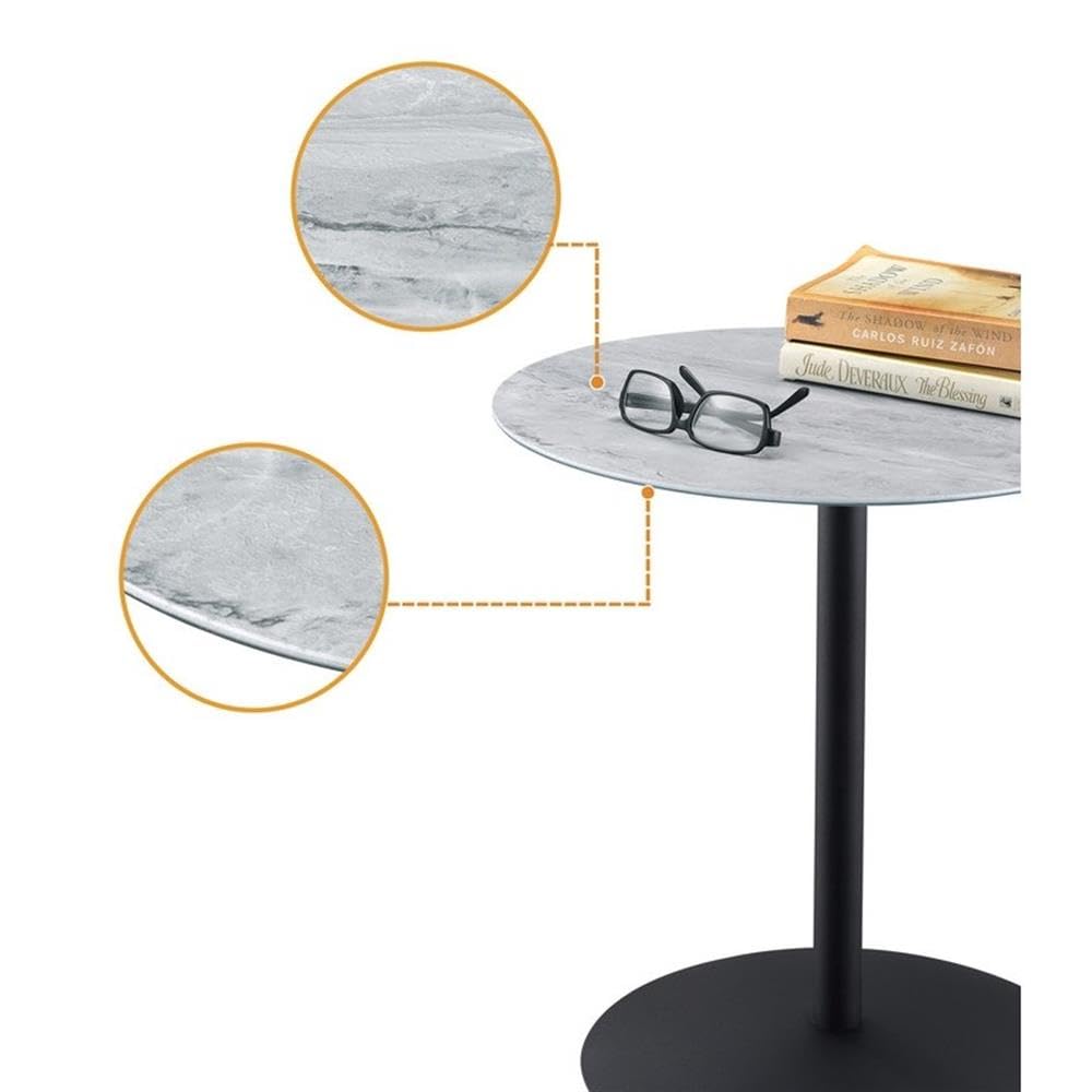 Lilola Home Circa End Table with Gray Marble Textured Glass Top