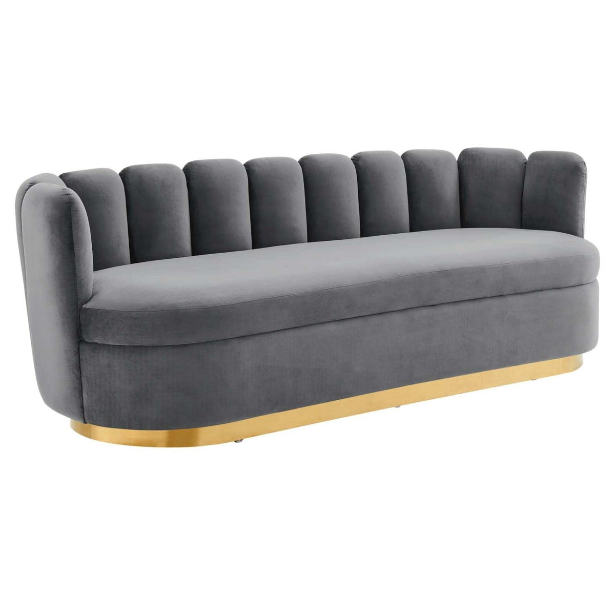 Modway Victoria Channel Tufted Velvet Sofa With Gray Finish Eei-5017-Gry