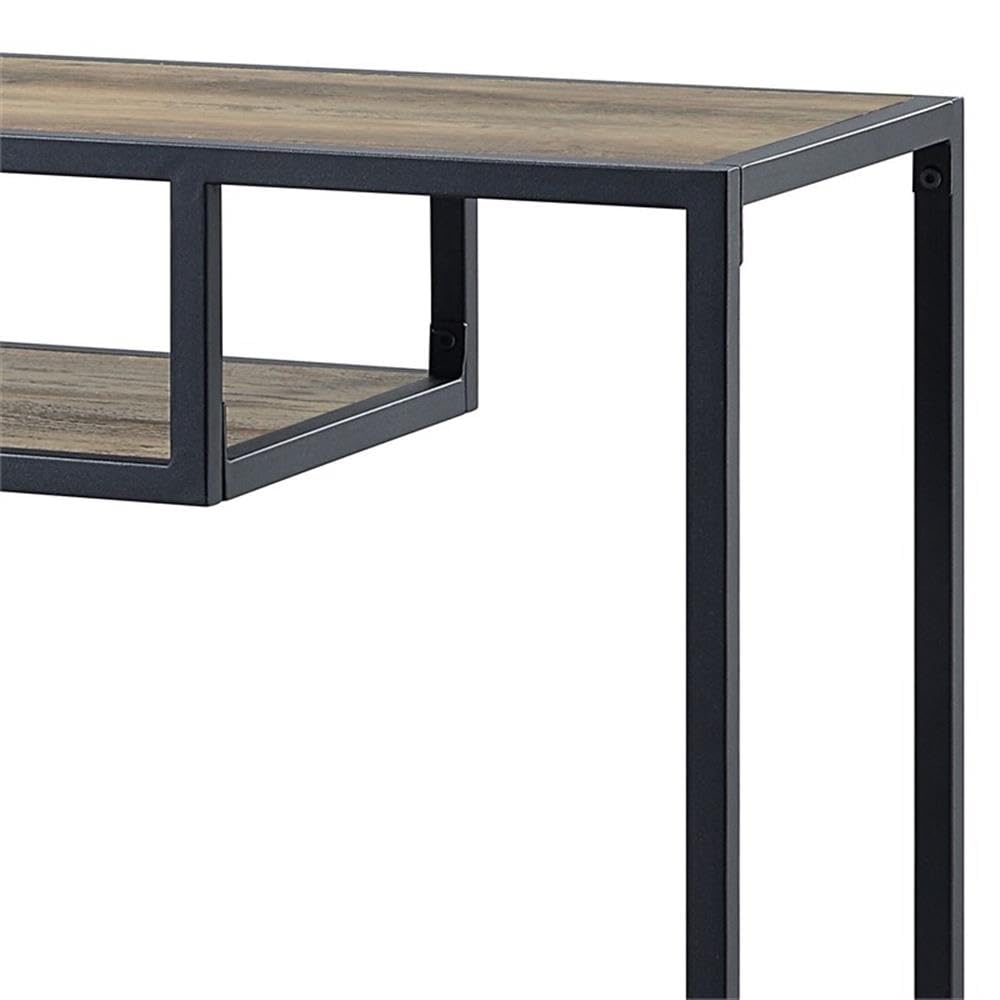 Acme Idella Wooden Console Table in Rustic Oak and Black Finish