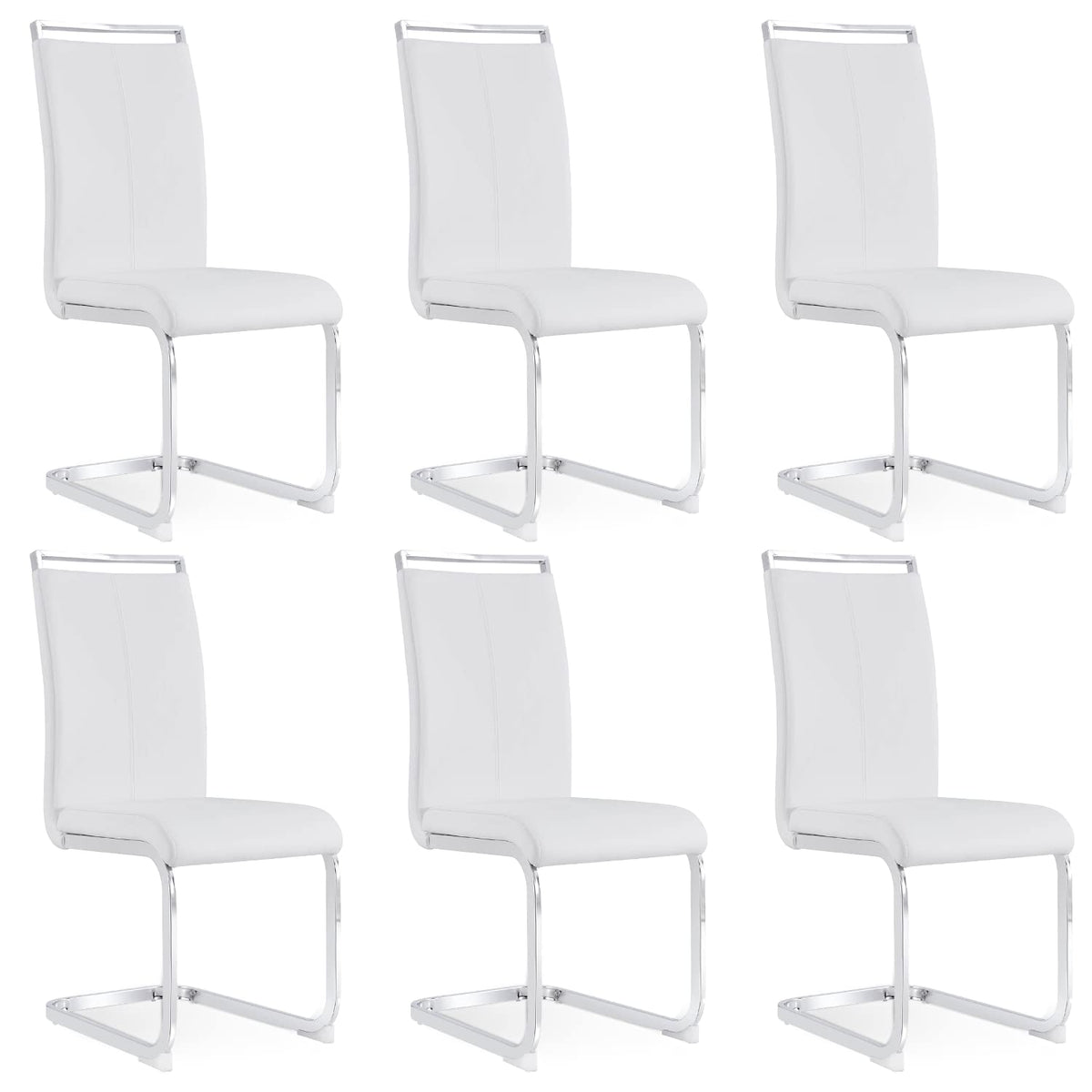 Baysitone Modern Dining Chairs Set Of 6, Side Dining Room Chairs, Kitchen Chairs With Faux Leather Padded Seat High Back, Chairs For Dining Room,Kitchen, Living Room White