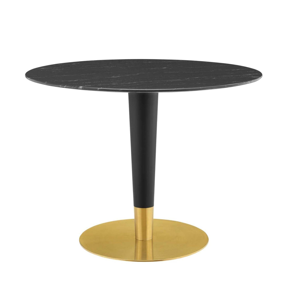 Modway Zinque Round Artificial Marble 40&quot; Dining Table in Gold Black