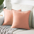 Fancy Homi 24X24 Pillow Covers, Pack Of 2 Peach Throw Pillow Covers, Super Soft Faux Suede Square Solid Coral Cushion Cover For