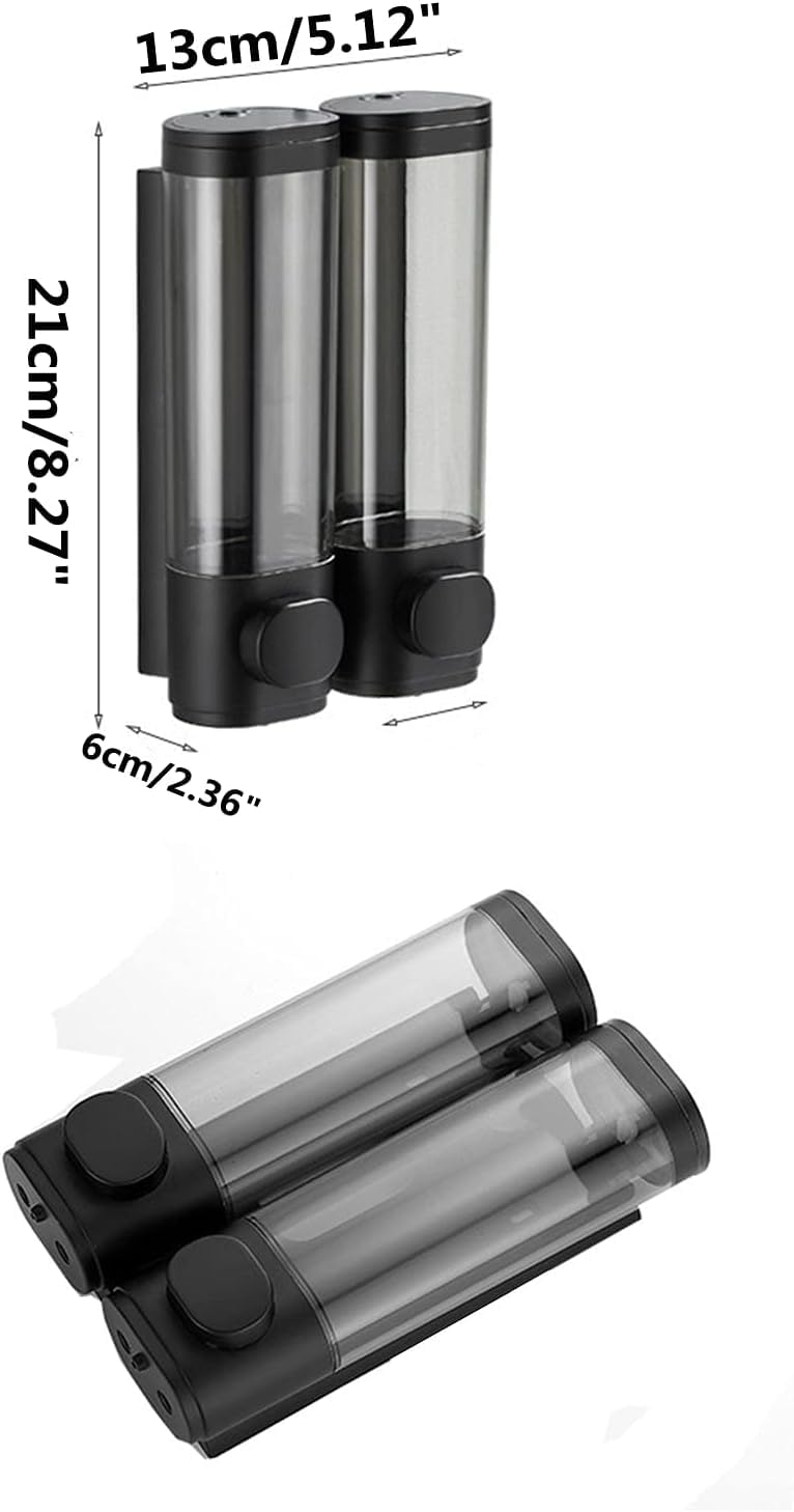 2-Chamber Soap Dispensers Wall Mount,400Ml Bathroom Shower Dispenser,Press Manually Lotion Shower Soap Dispenser Use For Home,Ba