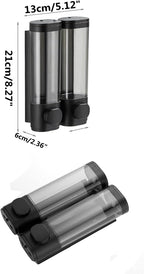 2-Chamber Soap Dispensers Wall Mount,400Ml Bathroom Shower Dispenser,Press Manually Lotion Shower Soap Dispenser Use For Home,Ba