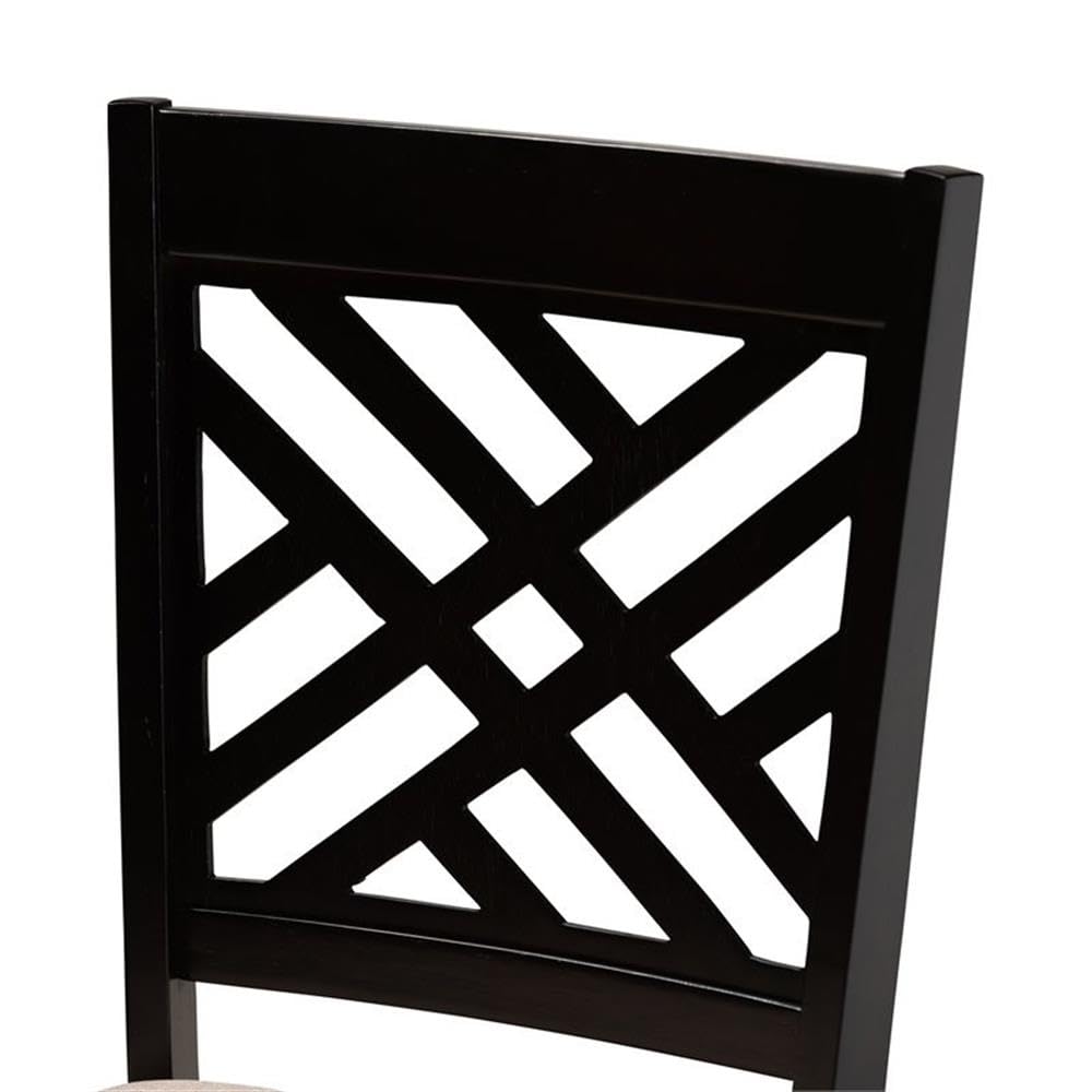 Baxton Studio Caron Modern and Contemporary Sand Fabric Upholstered Espresso Brown Finished Wood 7-Piece Dining Set