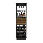 Depot E-Shop Zircon Bar Cabinet, 12 Built-In Wine Rack, 2 Drawers, Black/Walnut