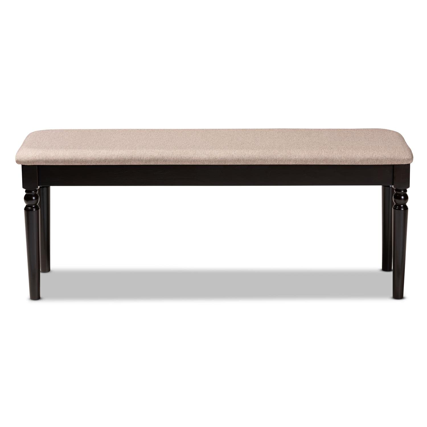 Baxton Studio Giovanni Modern and Contemporary Sand Fabric Upholstered and Dark Brown Finished Wood Dining Bench