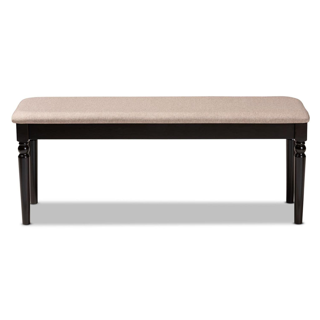 Baxton Studio Giovanni Modern and Contemporary Sand Fabric Upholstered and Dark Brown Finished Wood Dining Bench