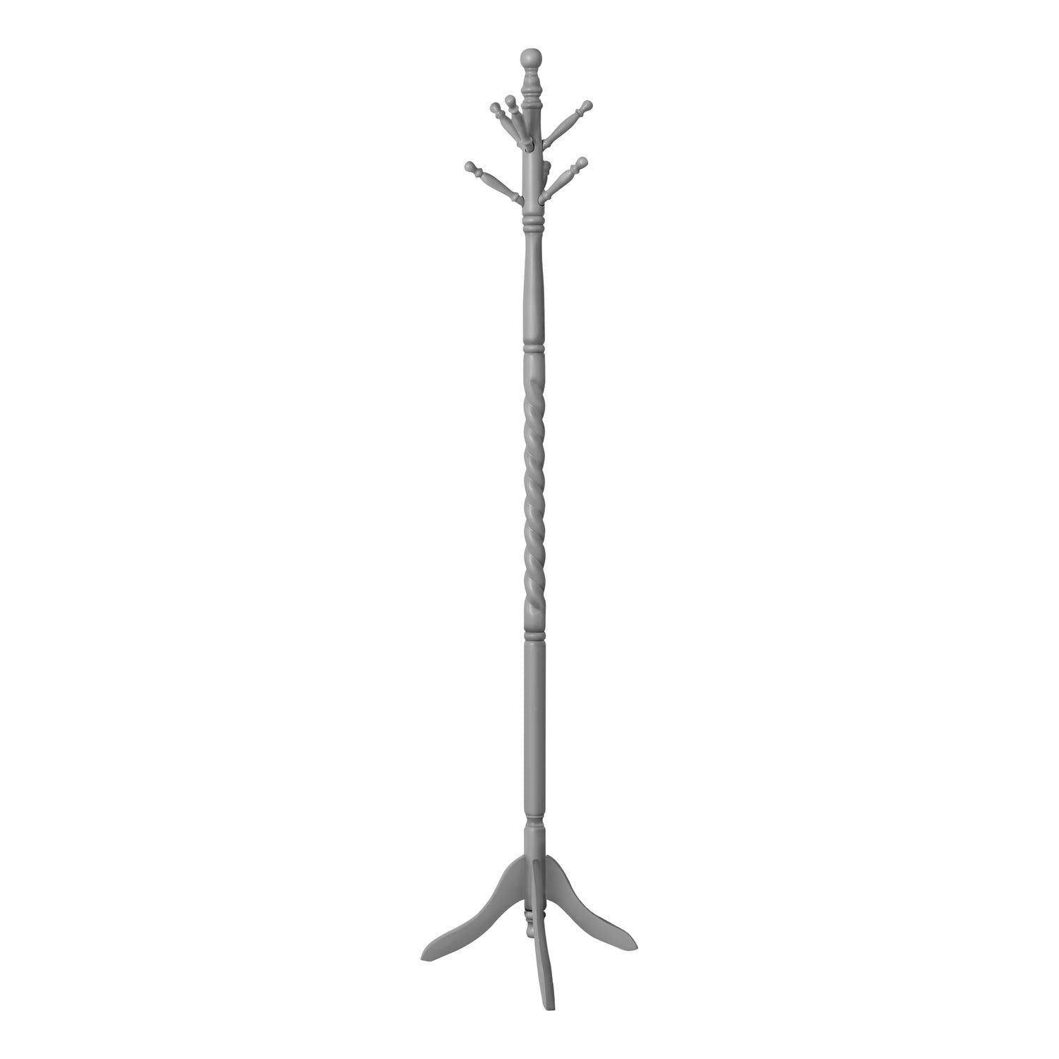 Monarch Specialties I 3174 Coat Rack, Hall Tree, Free Standing, 6 Hooks, Entryway, 72" H, Bedroom, Wood, Grey, Contemporary, Modern