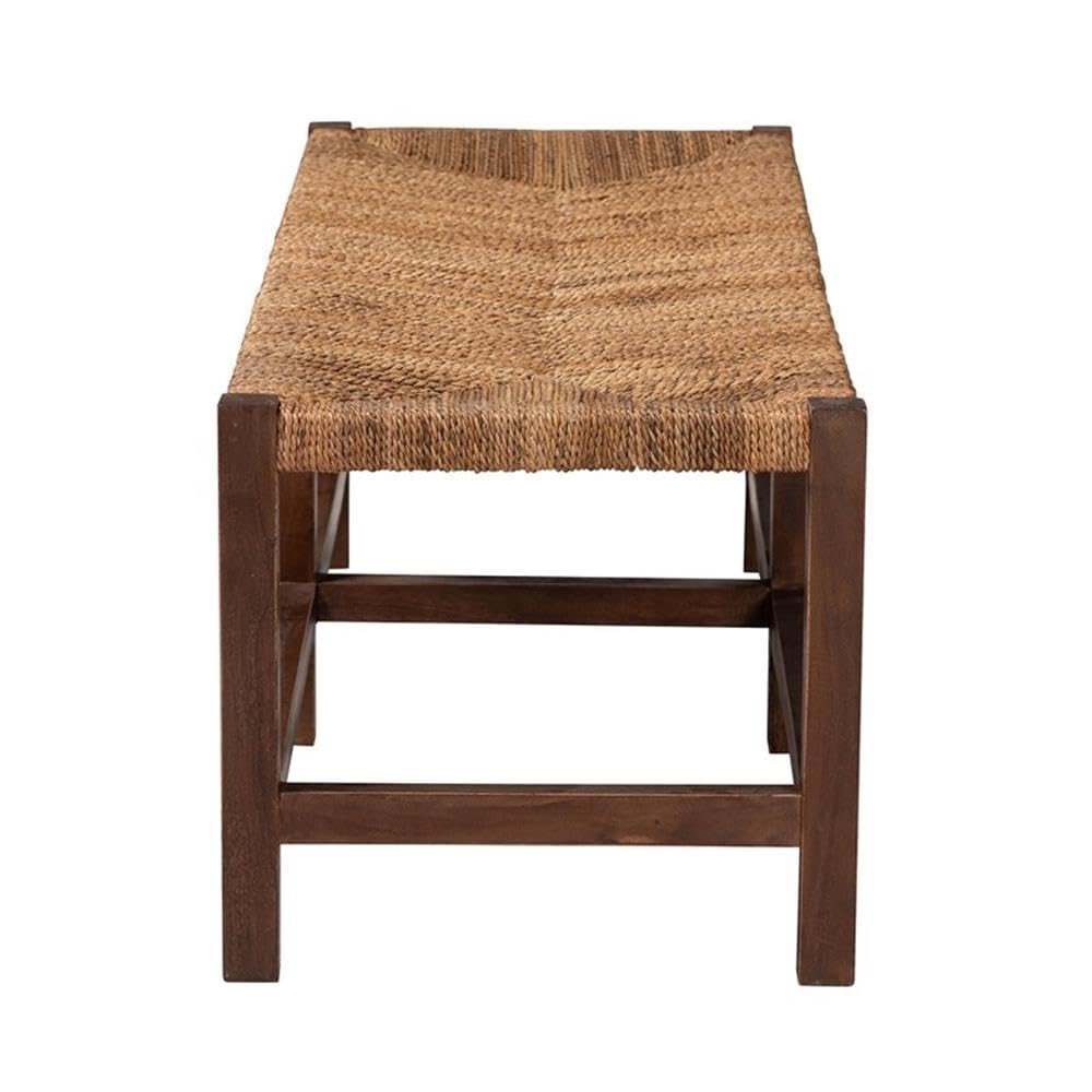 bali & pari Liza Bohemian Natural Seagrass and Wood Accent Bench