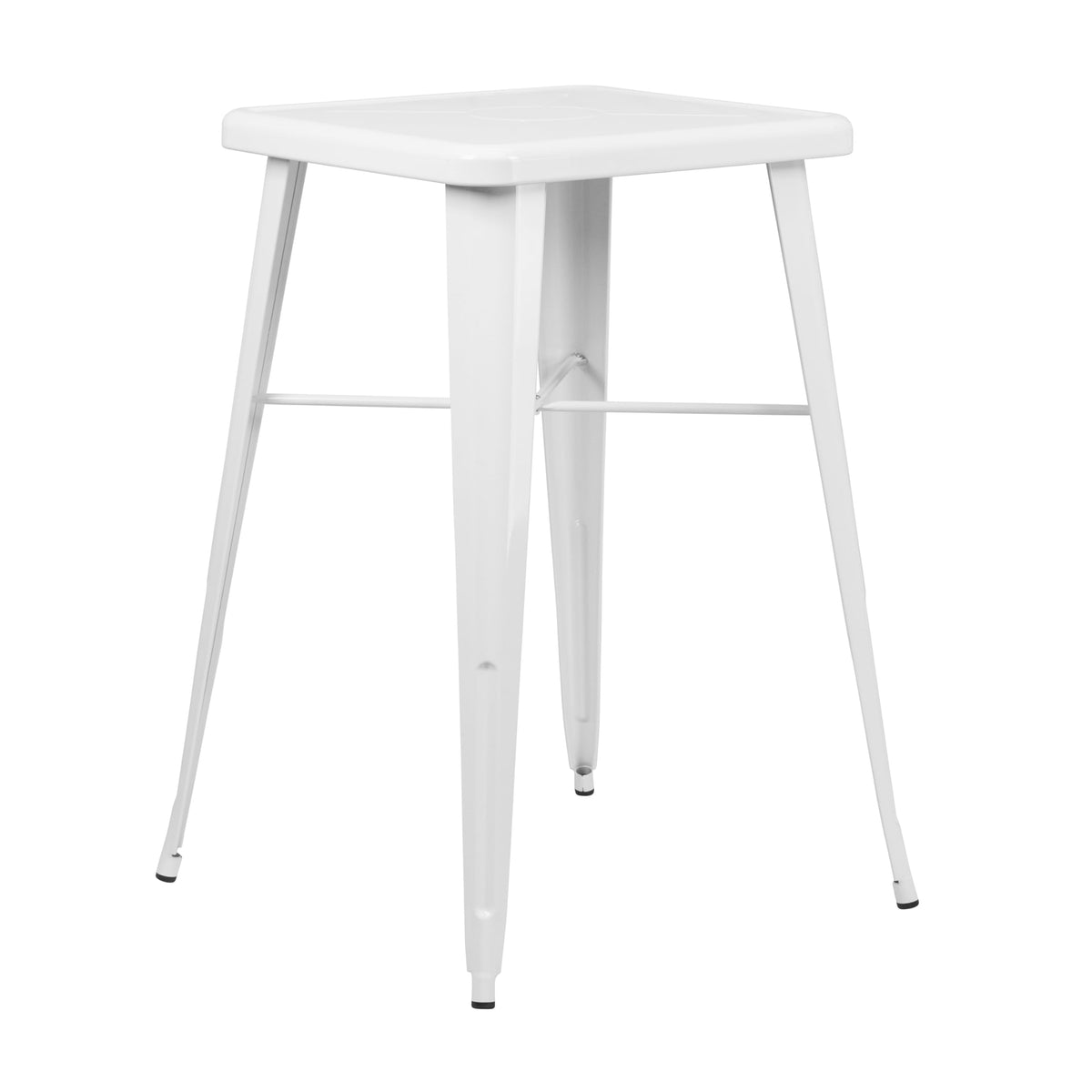 Flash Furniture Aaron Commercial Grade 23.75&quot; Square White Metal Indoor-Outdoor Bar Height Table