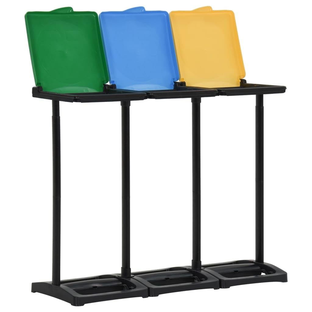 Vidaxl Multicolor Bin Bag Stand - Lightweight And Portable Garbage Bag Holder For Easy Waste Separation, Made From Durable 100% Polypropylene, Ideal For Kitchen, Living Room And Office Spaces