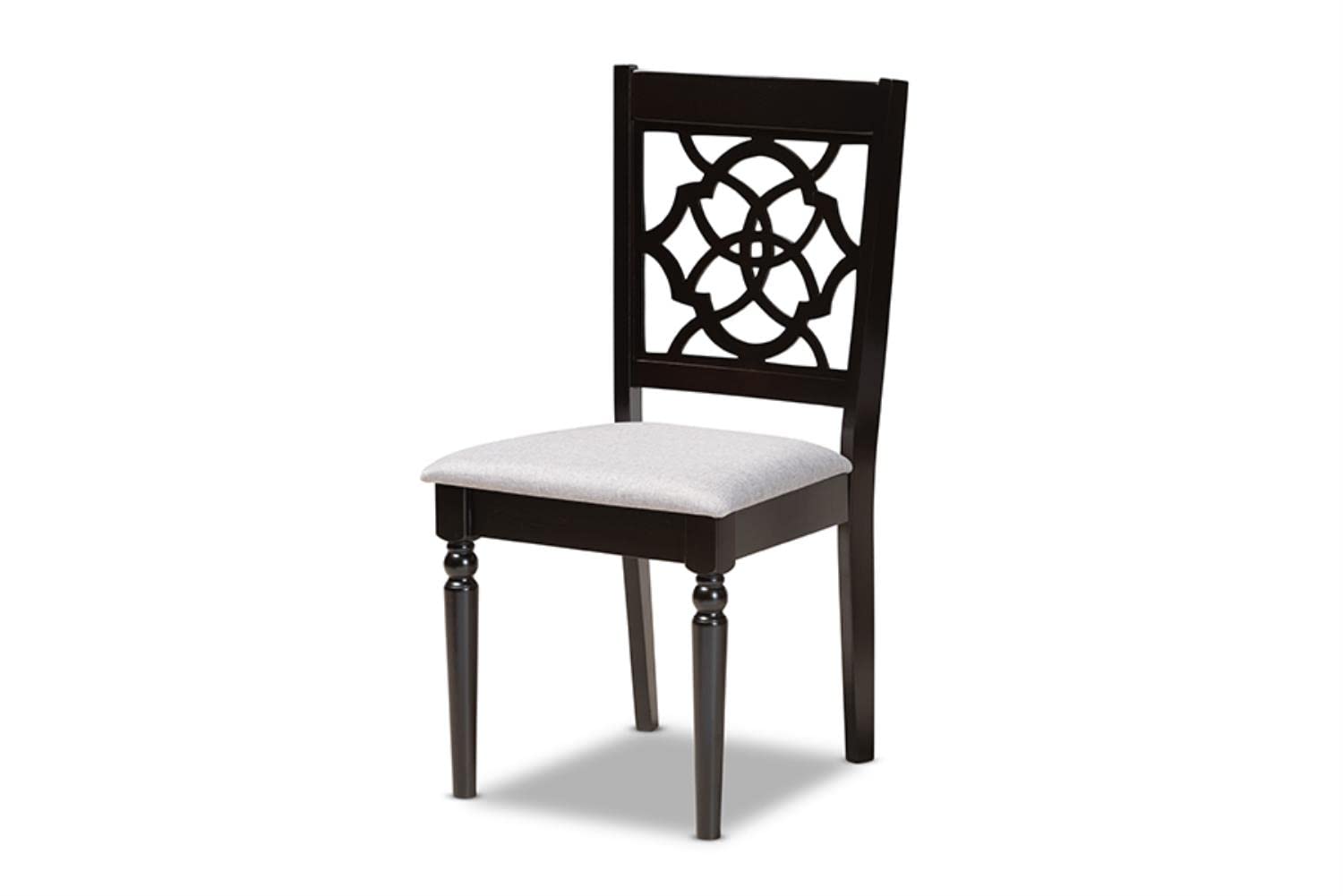 Baxton Studio Renaud Modern and Contemporary Grey Fabric Upholstered and Dark Brown Finished Wood 7-Piece Dining Set