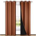 Nicetown Burnt Orange Blackout Curtains 80 Inches Long, Full Light Blocking Drapes With Black Liner For Nursery, Thermal Insulat