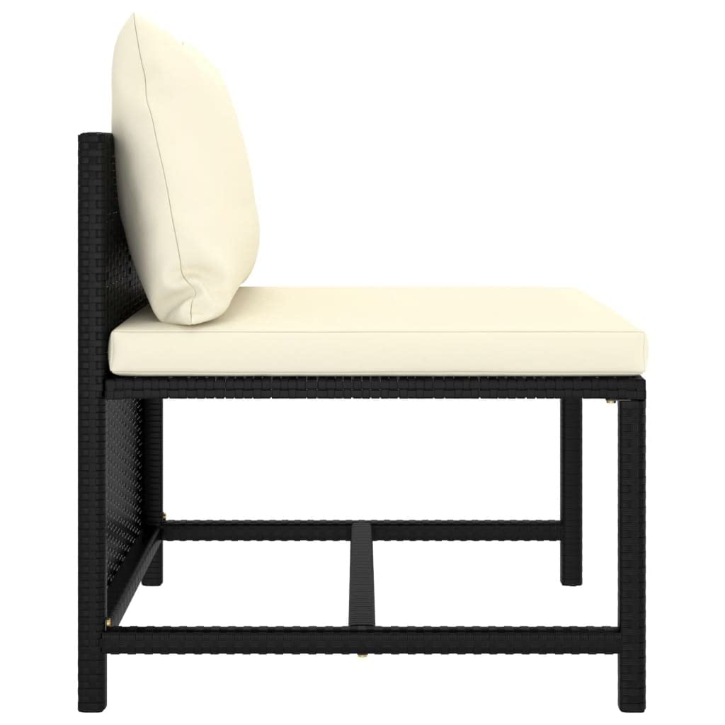 vidaXL Sectional Middle Sofa - Poly Rattan, Lightweight, Modular Design, Suitable for Year-Round Use, Highly Durable, Cream White Cushions, Ideal for Garden or Backyard Setting or Indoor Decor
