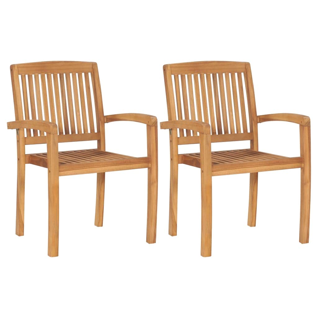 vidaXL 2X Solid Teak Wood Patio Chairs with Red Cushions Garden Outdoor Balcony Backyard Terrace Lounge Seating Home Furniture Wooden