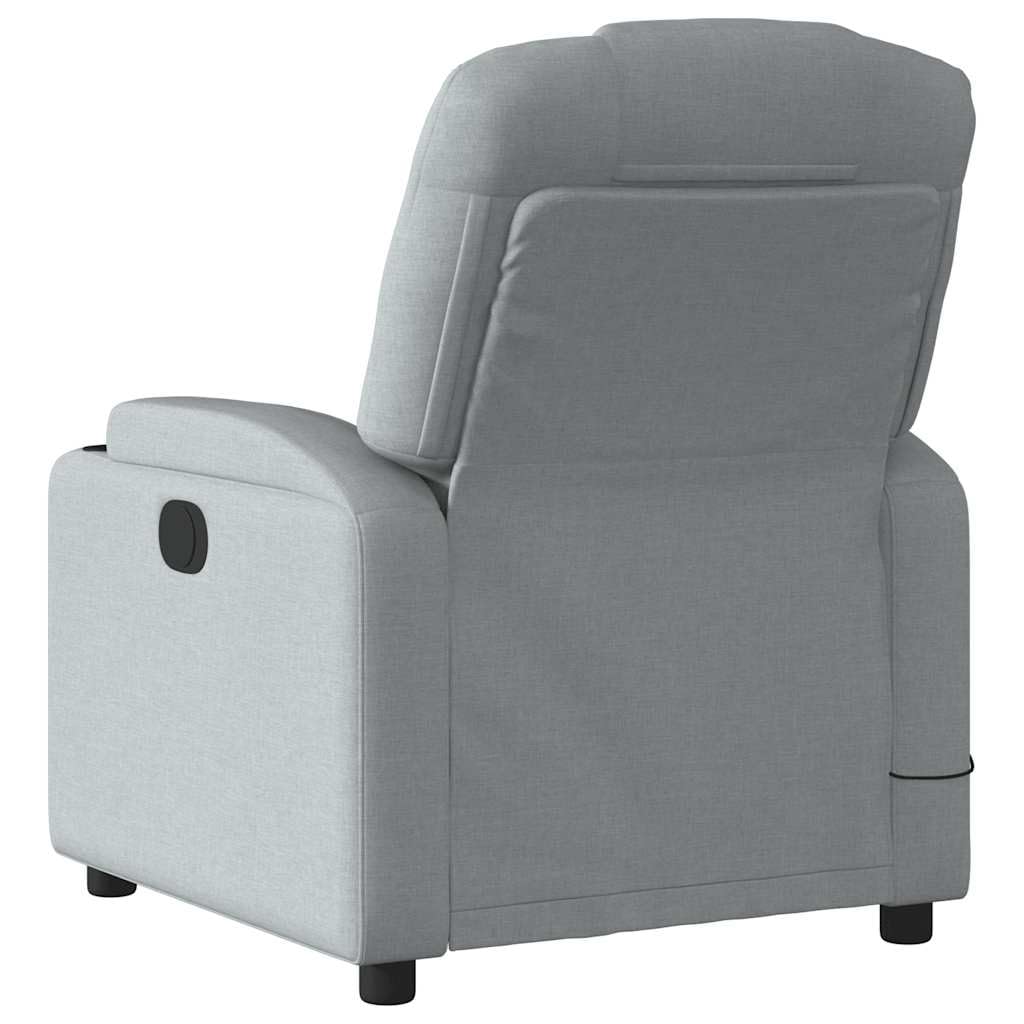 vidaXL Light Gray Recliner Chair - Massage Lounge with Manual & USB Vibration - Cup Holders & Side Pocket