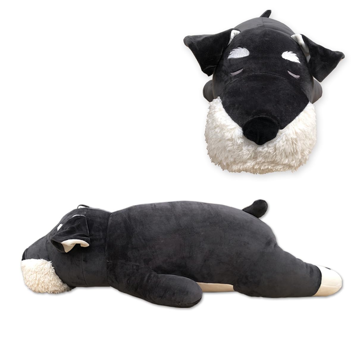 Feezush Dog Plush Pillow, 27.5 Inch Schnauzer Stuffed Animal, Birthday Christmas Valentines Day Gift For Kids Boys Girls